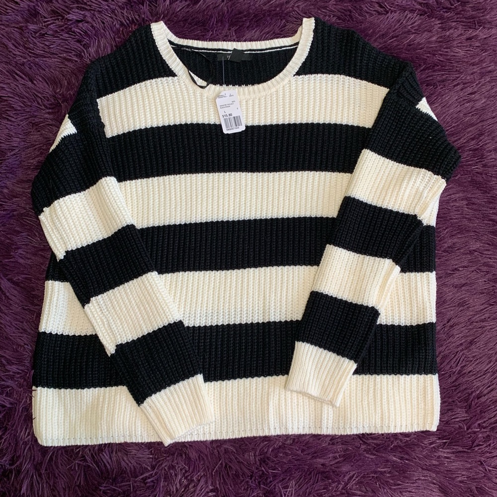 Cream and black striped sweater